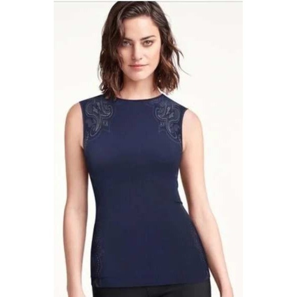 Wolford NWOT‎ $175 Women's Navy OM Sleeveless Seamless Top XS